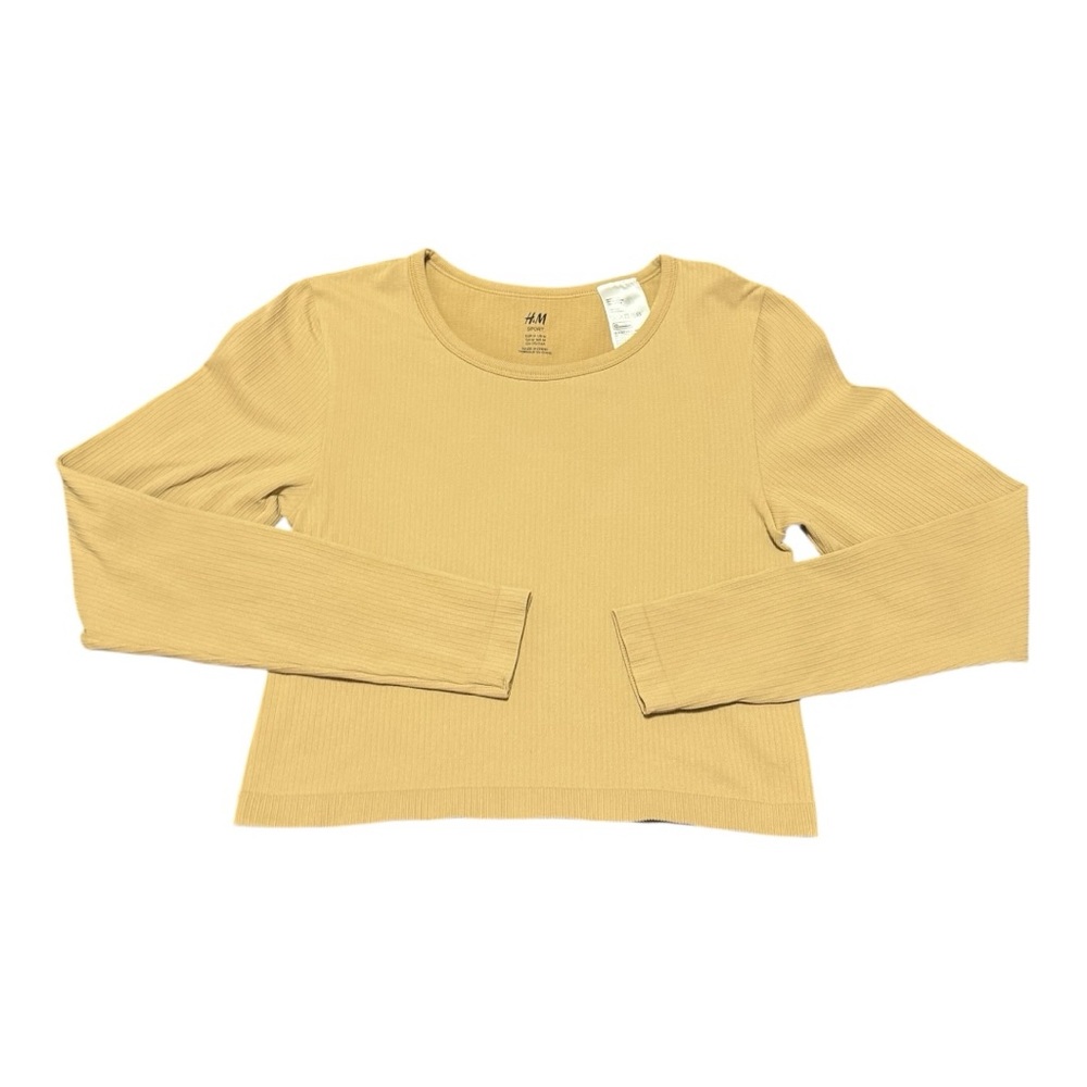 H&M Sport Cropped Top Beige Medium Bodycon Dance Gym Athleisure Sporty Crop